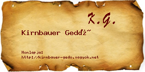 Kirnbauer Gedő névjegykártya